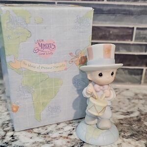 Precious Moments Drummer Boy with Pink and Blue Accents